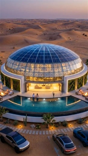 From Empty Desert to $12M Futuristic Solar Dome Villa in 60 Seconds! #reels #beforeafter