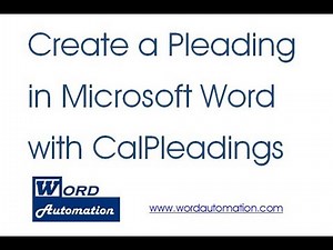Create and Format a Legal Pleading in Microsoft Word
