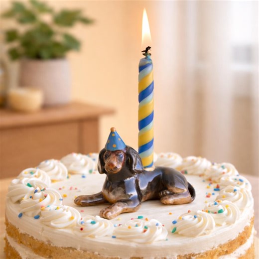 Dachshund Cake Topper Porcelain Figurine Candle Holder 3.5” Tall - Etsy