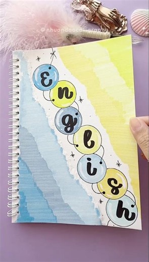 English Notebook Front Page Design With Balloons AESTHETIC DIY Idea #nhuandaocalligraphy #frontpage