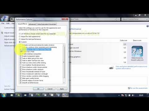 Windows 7 Ultimate : How to Disable or Enable animations in the taskbar and start menu