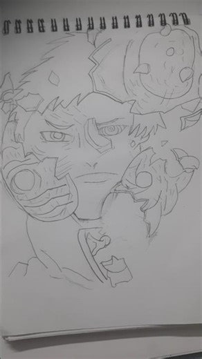 drawing of obito with his three mask#cool #anime #obitouchiha #art