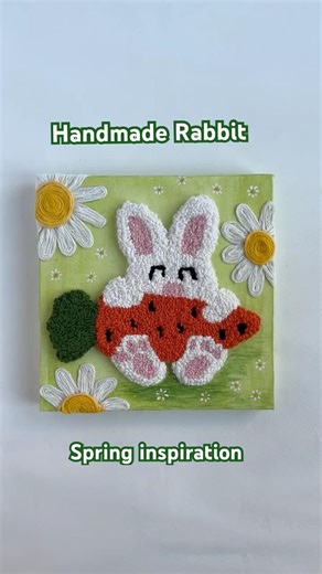 Punch Needle Bunny Process | Handmade Rabbit Wall Art | Fiber Art Craft