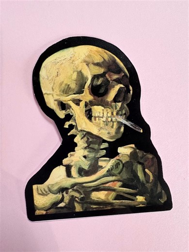 Smoking Skeleton Sticker | Vincent Van Gogh | Dark Academia Gothic Art - Etsy