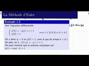 la méthode d'Euler pour la résolution des Équations différentielles d'ordre 1 #Méthode_Euler
