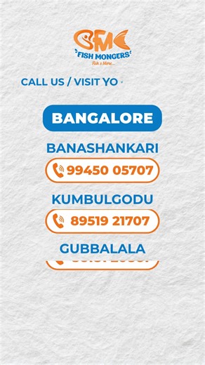 💙 Fishmongers’ Most-Loved Fresh Seafood Is Here! 🐟✨ These are the picks our customers come back for — day after day. ⚡ Trusted favourites, premium choices, and seafood that’s earned its place in Bangalore kitchens. Customer Favourites Today - White Pomfret, Black Pomfret, Indian Salmon, Pink Perch, Croacker, Mackerel, Lady Fish, Trevally, White Prawns, Seer Fish, Butter Fish, Crab, and more. ✨ Fresh. Cleanly cut. Consistently loved. That’s seafood done right — every single day. 📞 Reach out to