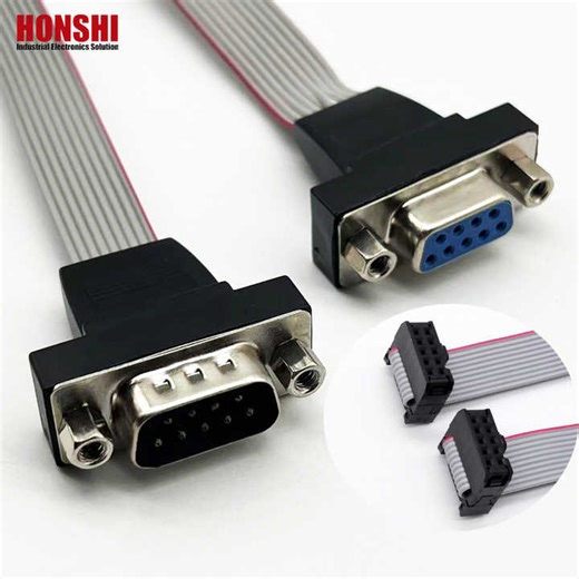 D-SUB 9 Pin Male Connector to FC-10 IDC  2.54MM Lat Ribbon Cable