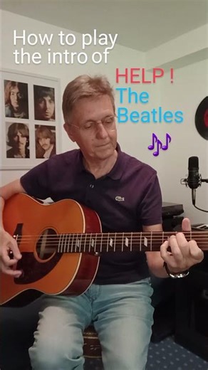 How to play the intro of "HELP" by The Beatles on acoustic guitar (#shorts #tutorial #guitar #music)