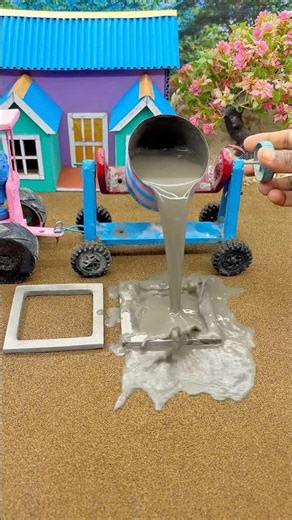 🚜 Double Pillar Pour with Mini Tractor Power 💪🏗️ #shorts #youtubeshorts