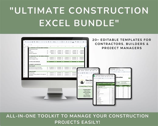 Ultimate Construction Business Excel Template Bundle | 20  Contractor Forms, Budgets, Bids & Reports | Editable Sheets - Etsy