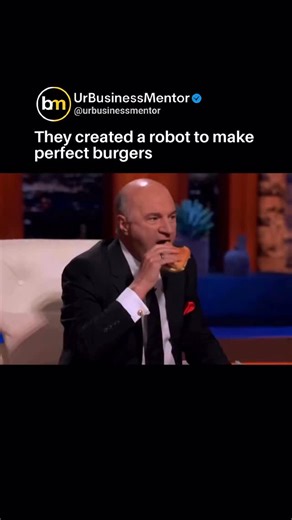GOALS | BUSINESS | ENTREPRENEURSHIP on Instagram: "RoboBurger introduced a fully autonomous burger vending machine that can cook and assemble a fresh burger in about four minutes, all within a compact footprint of roughly 12 square feet. The machine grills the patty, toasts the bun, dispenses condiments, and assembles the burger automatically, removing the need for kitchen space, staff, or traditional restaurant infrastructure. The concept drew strong interest on Shark Tank, where Kevin O’Leary
