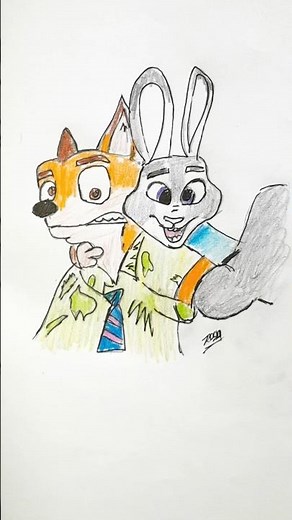 How to Draw Nick Wilde & Judy Hopps – Zootopia Art shorts Timelapse! #shorts