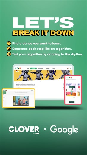 8.8K views · 18 reactions | Teach coding basics by sequencing dance moves like an algorithm! 睊 Get hands-on with computer science with this activity from #CLOVERby4H. Grades 3➡8. Sign up & get get groovin'! https://bit.ly/3vxAjQh | 4-H | Facebook