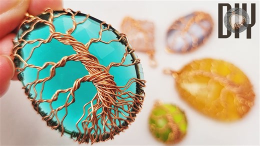 Tree of life | Classic | wire wrap stone without holes | Pendant | big stone 802