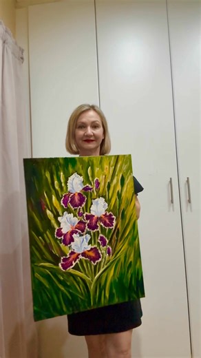 6.8K views · 561 reactions | Irises, my original oil painting, size 60x45cm, available @highlight #irish #irisflower #naturelovers #flowerart #southafrican #contemporaryart #flowerlovers | Olga Prykova | Facebook