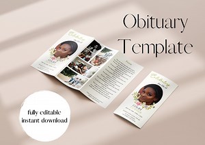 Editable Funeral Program | Tri-fold Obituary Template for Men and Women Canva | Memorial Program| Memorial Service - Etsy Australia