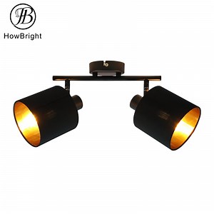 [Hot Item] Indoor Ceiling Light Fixtures Fabric Shade Iron E14 Black Bedroom Spotlight