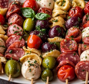 Antipasto Skewers Recipe: Italian Tortellini, Mozzarella (digital Download) - Etsy Australia