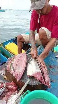 Very fresh tuna cutting show on the beach #fishcutting #fish #seafood #shorts #fyp