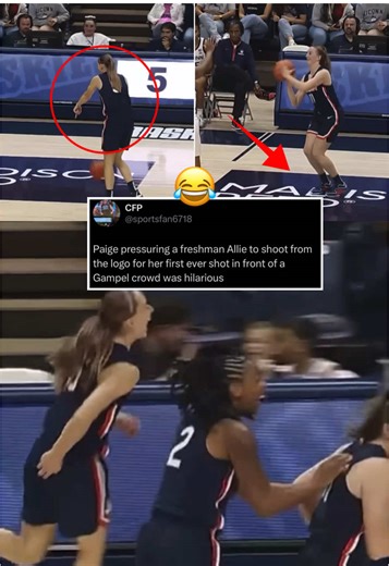Paige knew she was a shooter 😂 Last game Allie Ziebel tied UConn WBB's record with TEN made 3s in a game—she finished with a career-high 34pts 😤 (via @uconnhuskies YT) #ncaabasketball #paigebueckers #uconnwbb #womensbasketball