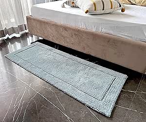 KEMA Cotton Bath Mat Set 24"x60" Reversible Bathroom Rugs, Ultra Soft Plush, Non-Slip, Quick Dry, Water Absorbent Floor Mats for Tub, Shower, Restroom, Bedroom & Kitchen, Ether