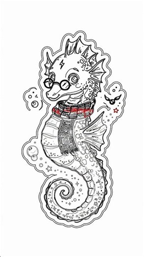 How to Draw a Cute Wizard Seahorse Step-by-Step!