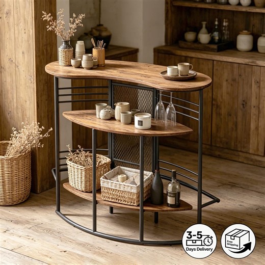 Wine Bakers Rack Bar Table, Oval Wood Counter Height Table for Dining Room - Etsy
