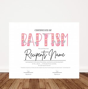 Editable Baptism Certificate Template, Printable Certificate of Baptism (digital Download) - Etsy