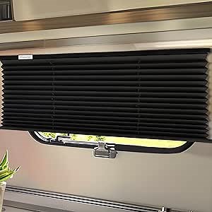 RV Blinds for Camper Windows, Privacy Protection, Blackout Shades for RV, Travel Trailer, Black (62" W x 32" L)