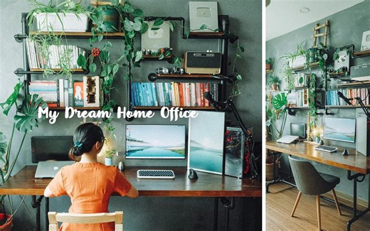 【Desk Tour】新办公桌布置改造和组织梦想的家庭工作室 | 桌面美学分享