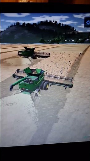 finishing harvest on the 4 field map Fs22 with 3 john deere s7 900 #farming ##fyp #fs22