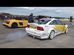 600HP Opel Calibra 4x4 Turbo vs Audi R8 V10 Plus
