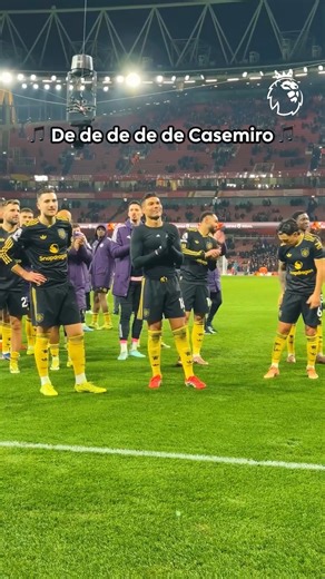 Manchester United fans showing love to Casemiro after their big win against Arsenal ❤️ The Brazilian midfielder announced this week that he is leaving the club at the end of the season | Premier League