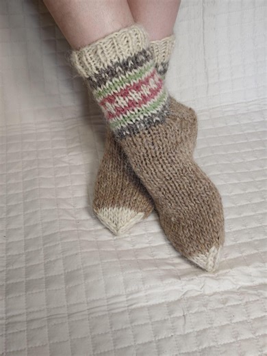 Handmade Natural Grey Sheep Wool Socks, Thick Winter Boot Socks, Folk Pattern Cuff - Etsy