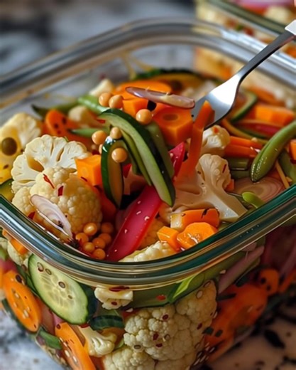 Crunchy Tangy Refrigerator Pickled Vegetables Recipe in First Coʍmеոτ 👇 | Flavor Recipes