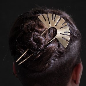 Brass Sun Hair Fork: Art Deco Hair Pin - Etsy