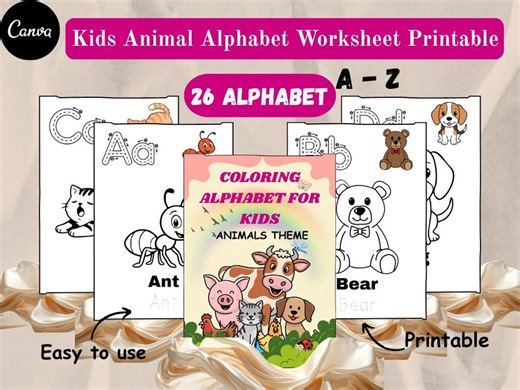 Animal Alphabet Tracing Worksheets | A-Z Kids Learning Pack (printable) - Etsy