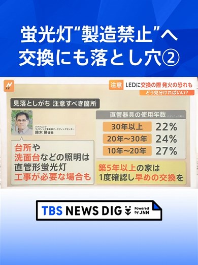 2027年末に蛍光灯「製造禁止」へ LED照明への交換にも“落とし穴”？【Nスタ解説】 #tbs #tiktokでニュース