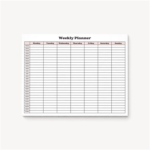 Weekly Planner Pad Horizontal 8.5x11in – Half-hourly Schedule - Etsy