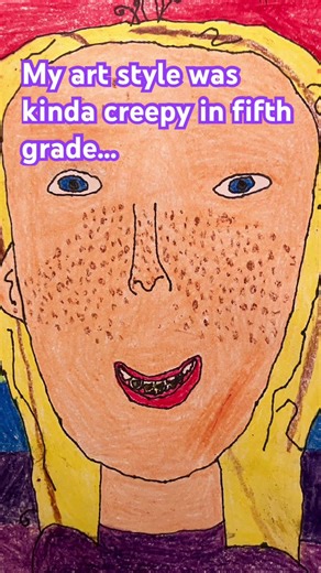 Terrifying Fifth Grade Art #music #creepy #funny #relatable #portrait #human #weird #girl #memories