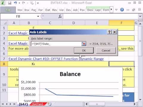 Excel Magic Trick 647: Dynamic Line Chart For Cash Balance using OFFSET function