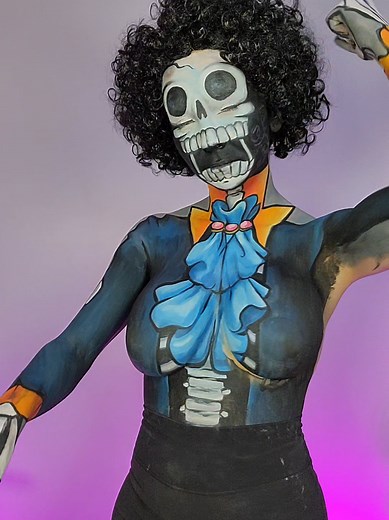 brook just brook. bodypaint cosplay from One Piece