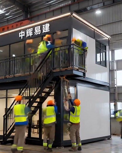 双层集装箱办公室|钢箱结构建筑|落地玻璃设计实拍