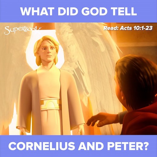 God sent an angel to speak to Cornelius about His message of love to all people. 📖 Watch and discover how it happened. 🙏🏽⬇️🤍 Read the full story in Acts 10:1-23. Download the FREE Superbook Bible App ➡️ https://go.cbn.com/uHuB | Superbook