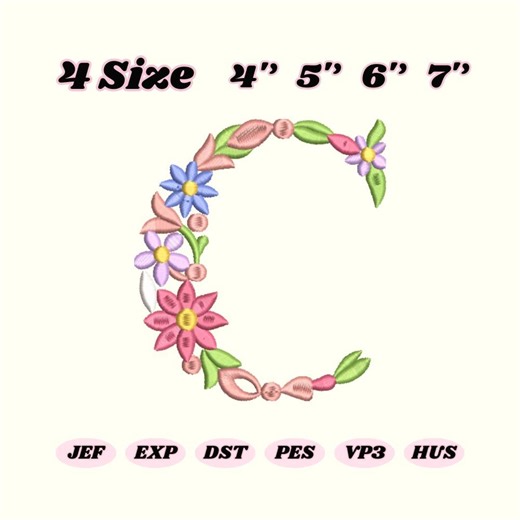 Floral Alphabet Embroidery Font Set, Machine Embroidery Designs ABC Letters, Monogram Letter Files, Instant Download Pes Dst JEF EXP Hoops - Etsy