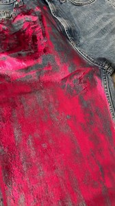 Hot Pink Foiled Jeans!!! #customjeans #FoilAddict #upcycle #DenimLove | Artistic Painting Studio