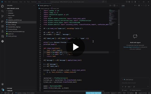 #machinelearning #nlp #spamdetection #textclassification #ai #python #geonixa | DEVAGURU V