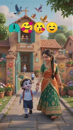 कान्हा का स्कूल में पहला दिन।। #laddu #gopal #little krishna #