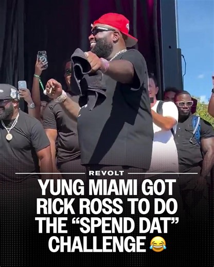 The DJ was really pressing Rick Ross to do Yung Miami’s “Spend Dat” challenge 😭 #rickross #yungmiami #spenddat
