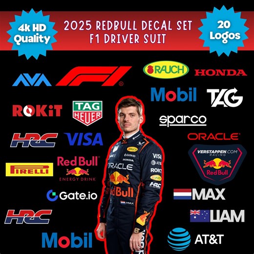 Red Bull Racing Suit Sticker Decal Logo Pack, Oracle Sponsor Logos (digital Files) - Etsy